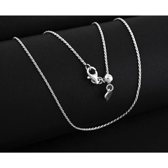 Italian Rhodium Over Sterling Rope Chain Necklace 22" 3.5 - Picture 1 of 6